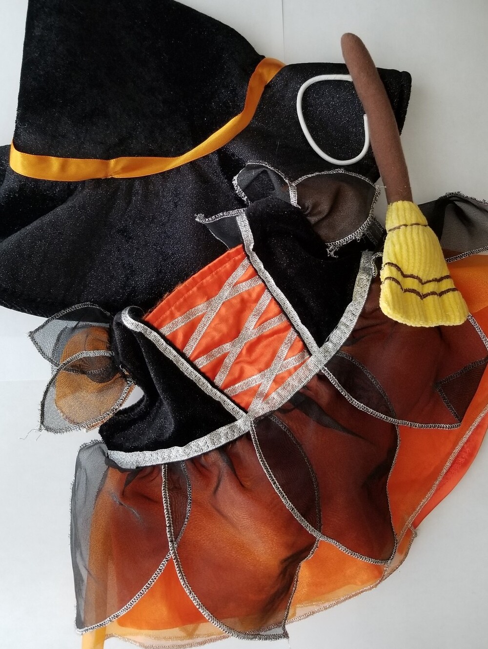 ❗Vintage Build-A-Bear Halloween Witch Costume with Broom Orange Black❗